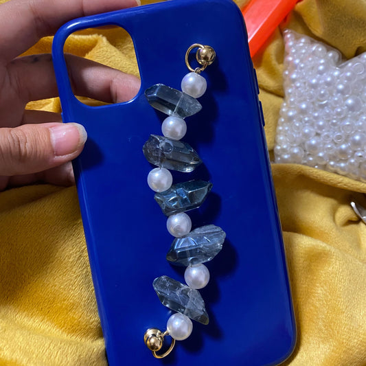 Blue quartz and pearl iPhone case 